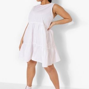 BOOHOO PLUS | Cotton tiered smock dress | PLUS SIZE